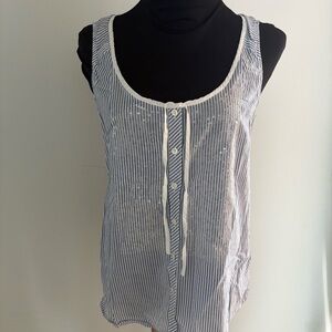 J. Crew Blue and White Striped Sleeveless Blouse